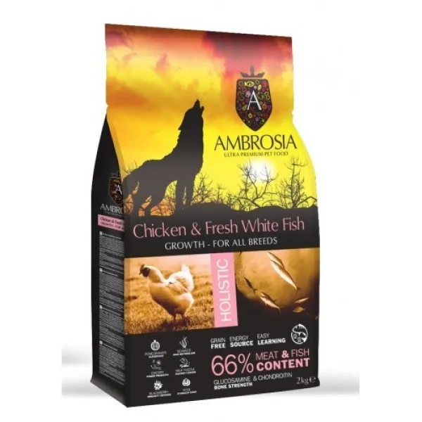 AMBROSIA GRAIN FREE DOG GROWTH CHICKEN & FRESH FISH