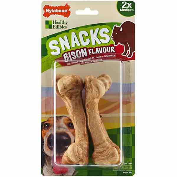 NYLABONE DOG BONE BISON 2 X MEDIUM