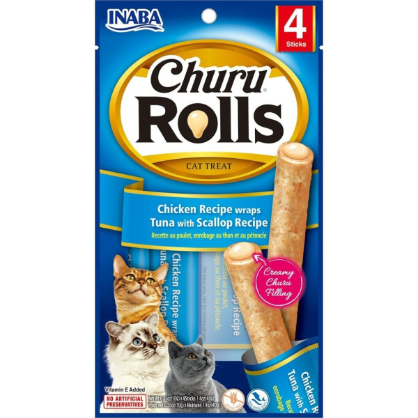 ΛΙΧΟΥΔΙΆ CHURU CAT ROLLS CHICKEN TUNA AND SCALLOP 4X10GR