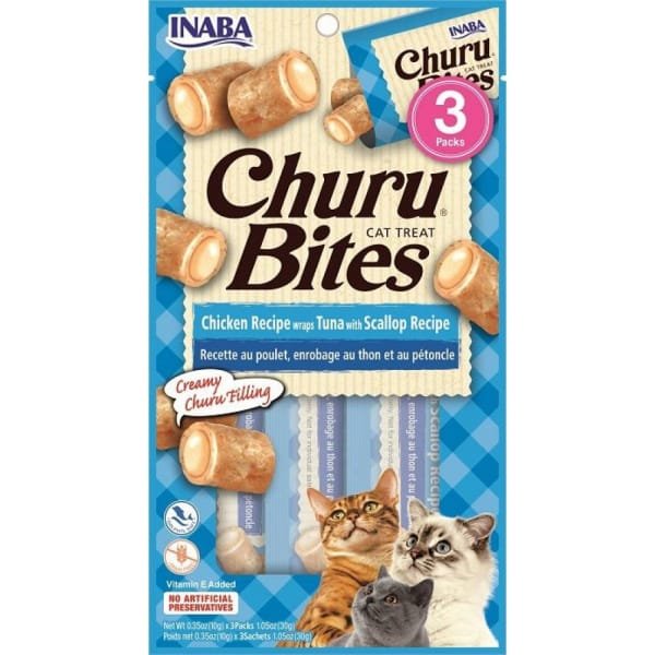 ΛΙΧΟΥΔΙΆ CHURU CAT BITES CHICKEN TUNA AND SCALLOP 3 X 10GR