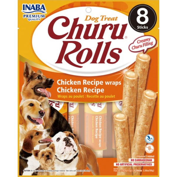 CHURU DOG ROLLS ΛΙΧΟΥΔΙΈΣ CHICKEN 8 X 12GR