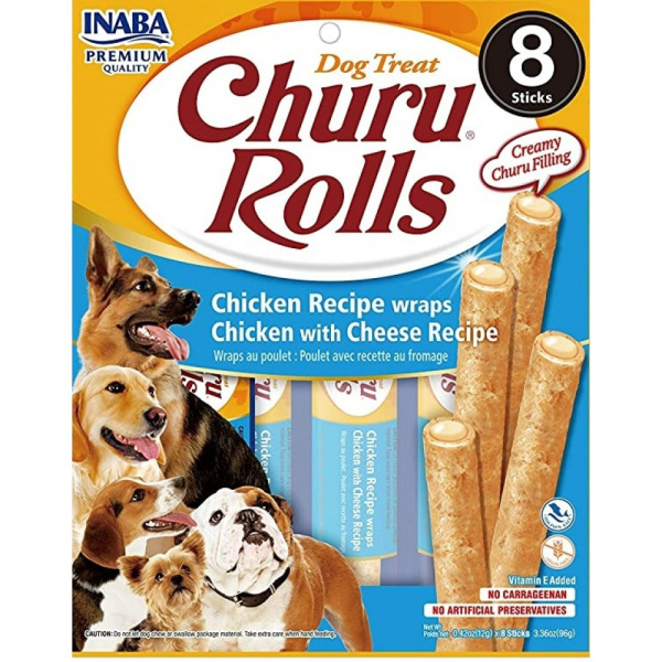 CHURU DOG ROLLS ΛΙΧΟΥΔΙΈΣ CHICKEN AND CHEESE 8 X 12GR