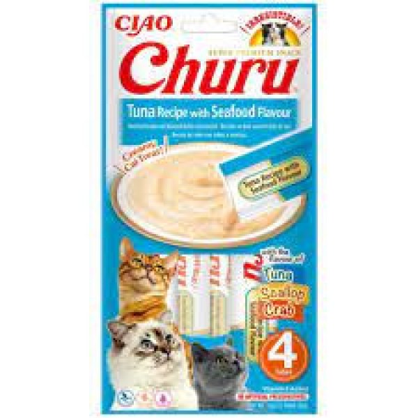 ΛΙΧΟΥΔΙΆ CHURU CAT TUNA RECIPE WITH SEAFOOD FLAVOUR 4 X 14GR