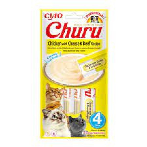 ΛΙΧΟΥΔΙΆ CHURU CAT CHICKEN WITH CHEESE & BEEF 4 X 14GR