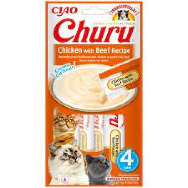 ΛΙΧΟΥΔΙΆ CHURU CAT CHICKEN WITH BEEF RECIPE 4 X 14GR