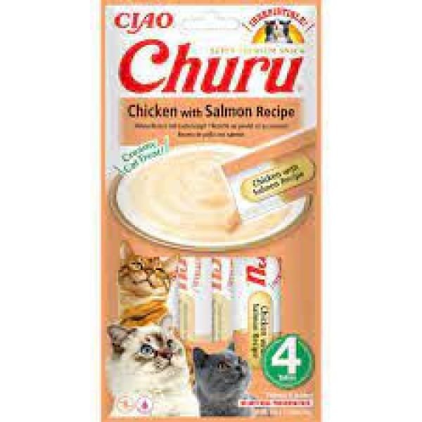 ΛΙΧΟΥΔΙΆ CHURU CAT CHICKEN WITH SALMON RECIPE 4 X 14GR